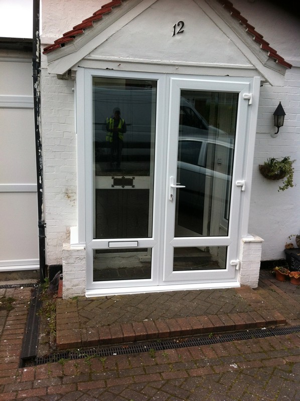 uPVC French doors fitted as front entrance in Raynes Park